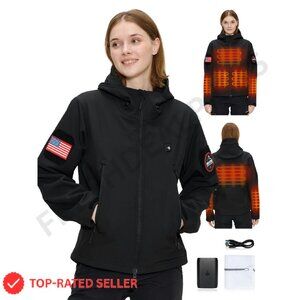 Heated Soft Shell Jacket 5 Zone Electric Coat Outdoor Hiking Recreation